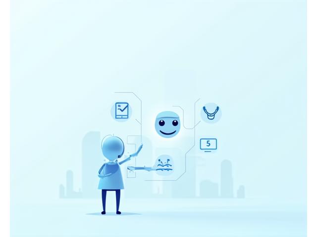 Illustration d'un assistant IA aidant au recrutement avec des icônes de CV et de dossiers