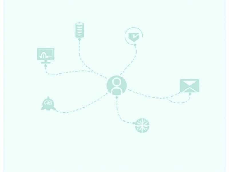 Un graphique représentant le parcours client (customer journey) avec plusieurs points de contact (site web, mobile, réseaux sociaux, email) où l'IA intervient pour personnaliser l'expérience et fournir un support fluide.
