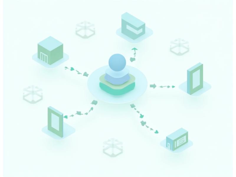 Un schéma visuel représentant l'intégration omnicanale, avec des icônes de magasin physique, de site web, de smartphone et de réseaux sociaux interconnectés par des lignes de données fluides et un hub IA central.