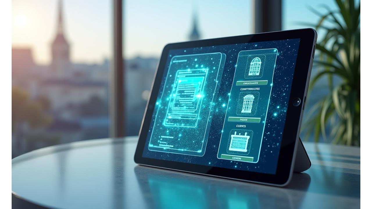 Interface de matching IA montrant des propriétés et des profils clients connectés