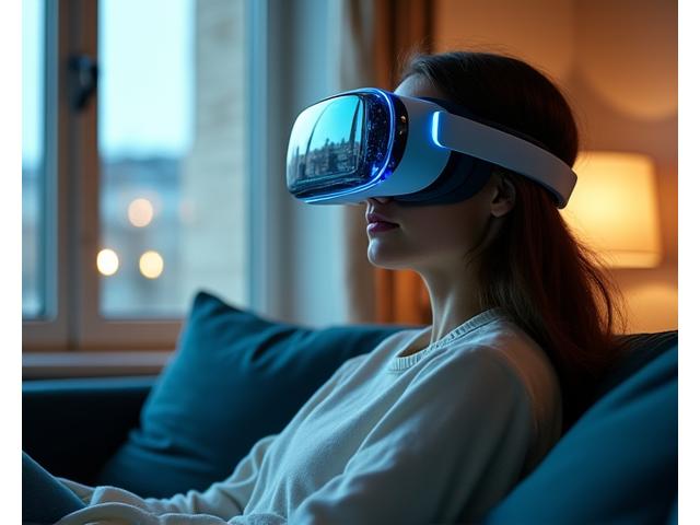 Personne utilisant la réalité virtuelle pour une visite immobilière