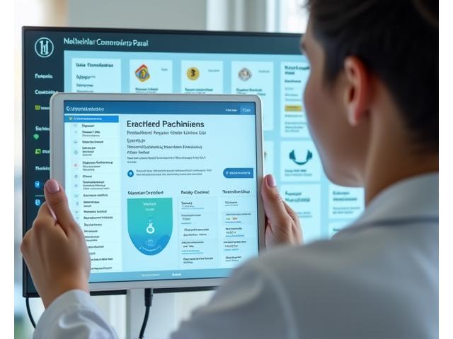 Un médecin généraliste interagissant avec une tablette affichant un assistant IA gérant différents cas patients, symbolisant un suivi polyvalent.